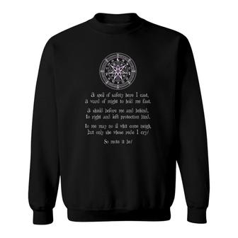 Wiccan & Pagan Apparel Protection Spell & Symbols Of Safety Sweatshirt | Mazezy