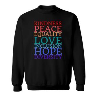 Womens 2021 Human Rights Peace Love Inclusion Equality Diversity V-Neck Sweatshirt | Mazezy