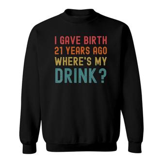 Womens 21St Birthday Party Mom Dad 21 Years Old Child Son Daughter V-Neck Sweatshirt - Seseable