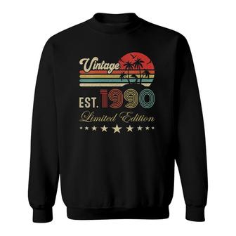 Womens 32Nd Birthday Born 1990 Vintage Limited Edition 32 Birthday V-Neck Sweatshirt | Mazezy
