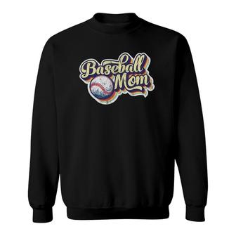 Womens Baseball Mom Retro Vintage Distressed Mothers Day Present Sweatshirt | Mazezy