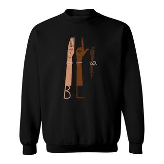 Womens Blm Design With Asl Sign Language Hands Black Lives Matter Sweatshirt - Seseable