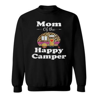 Womens Camper Mom Of The Happy Camper Leopard Funny Glamping Family Sweatshirt - Thegiftio UK