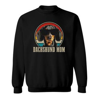 Womens Dachshund Mom Vintage Sunglasses Funny Doxie Wiener Dog Sweatshirt | Mazezy