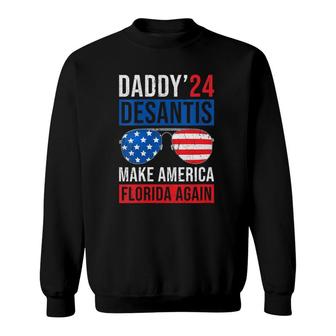 Womens Daddy Desantis 2024 Make America Florida Again V-Neck Sweatshirt - Seseable