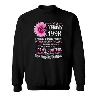 Womens February Girls 1998 23Rd Birthday Gift 23 Years Old Sweatshirt - Seseable