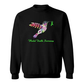 Womens Floral Hummingbird Mental Health Awareness Sweatshirt | Seseable UK