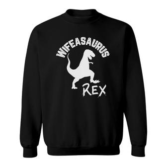 Womens Funny Wife Wifeasaurus Rex Cute Dinosaur Mom V-Neck Sweatshirt - Thegiftio UK