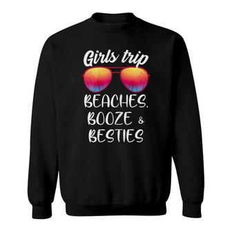 Womens Girls Trip Beaches Booze & Besties Matching Beach Vacation Sweatshirt - Thegiftio UK