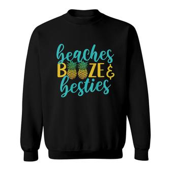 Womens Girls Trip Girls Weekend Friends Beaches Booze & Besties Sweatshirt - Thegiftio UK