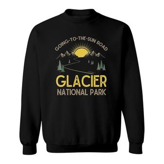 Womens Going To The Sun Road Glacier National Park Retro Montana V-Neck Sweatshirt | Mazezy