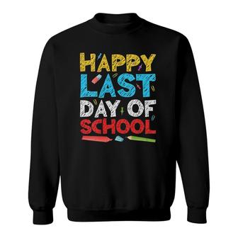 Womens Happy Last Day Of School Students And Teachers Gift V-Neck Sweatshirt - Seseable