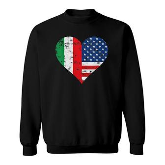 Womens Italy Usa Heart Flag For Italian Americans V-Neck Sweatshirt - Seseable
