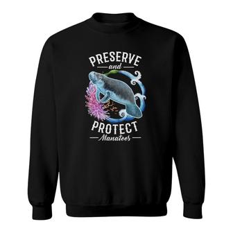 Womens Preserve And Protect Manatees Nature Conservation V-Neck Sweatshirt | Mazezy