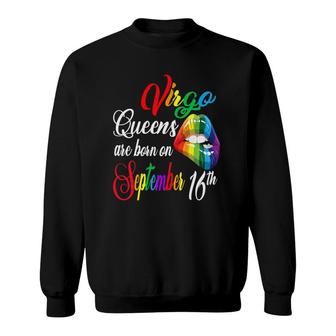 Womens Queens Are Born On September 16Th Virgo Girl Birthday Zodiac Sweatshirt - Seseable