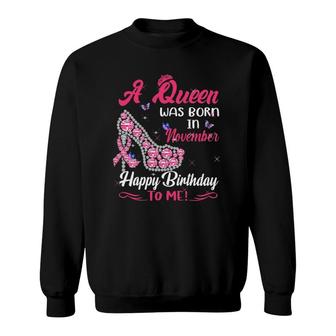 Womens Queens Born November Black Girl - November Birthday Mask Sweatshirt | Seseable UK