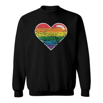 Womens Rainbow Heart Lgbtq Gay Pride Month Lgbt V-Neck Sweatshirt - Seseable