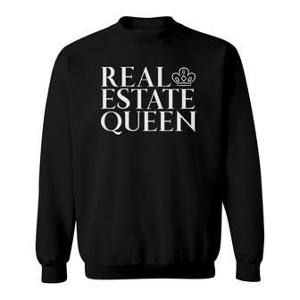 Womens Real Estate Agent Graphic Design Real Estate Queen Sweatshirt - Seseable