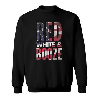 Womens Red White And Booze Drinking 4Th Of July Usa Flag Sweatshirt - Seseable