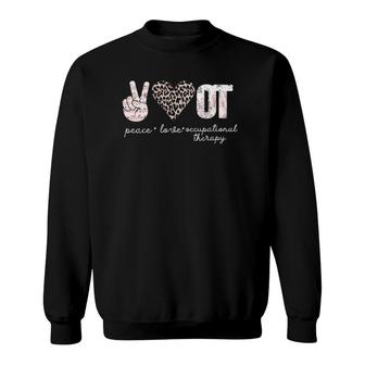 Womens Retro Occupational Therapist Peace Love Occupational Therapy V-Neck Sweatshirt | Mazezy