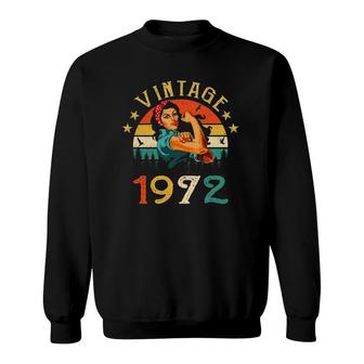 Womens Retro Vintage 1972 Made In 1972 50 Years Old 50Th Birthday Sweatshirt - Seseable