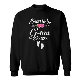 Womens Soon To Be G-Ma Est 2022 Baby Announcement V-Neck Sweatshirt | Mazezy
