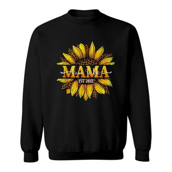 Womens Soon To Be Mama Est 2022 Leopard Sunflower Sweatshirt - Seseable