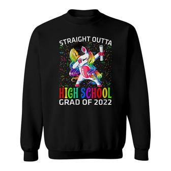 Womens Straight Outta High School Grad Of 2022 Unicorn Graduate Sweatshirt - Seseable