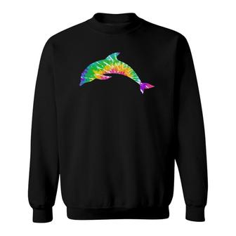 Womens Tie Dye Summer Dolphin Sweatshirt | Mazezy