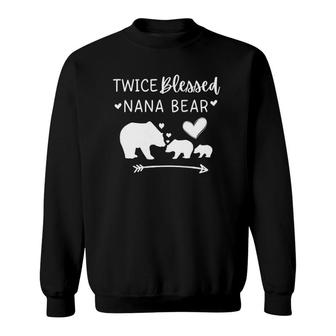 Womens Twice Blessed Nana Bear For Grandmas With Two Grandkids Sweatshirt - Thegiftio