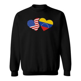 Womens Usa Venezuela Flag Hearts Venezuelan American Love Sweatshirt | Mazezy