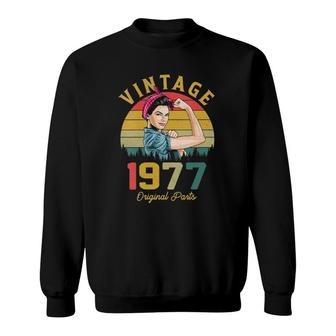 Womens Vintage 1977 Made In 1977 44Th Birthday Women 44 Years Old Sweatshirt - Seseable
