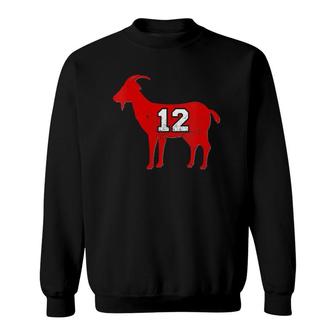 Womens Vintage Distressed Greatest Of All Time 12 Goat V-Neck Sweatshirt | Mazezy