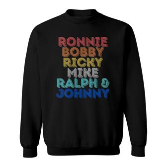 Womens Vintage Retro Ronnie Bobby Ricky Mike Ralph And Johnny V-Neck Sweatshirt | Mazezy