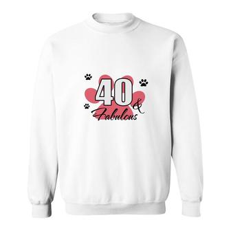 40 Happy Birthday 40Th Pink Paw Print Cat Animal Sweatshirt - Seseable