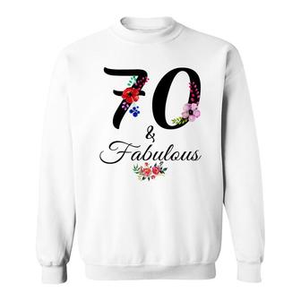 70 & Fabulous 70 Year Old Vintage Floral 1952 70Th Birthday Sweatshirt - Seseable