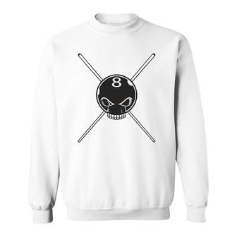 8 Ball Skull Billiard Gifts For Any Billiards Fan Sweatshirt - Thegiftio