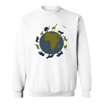 African Animals Globe Wild Animals Sweatshirt | Mazezy