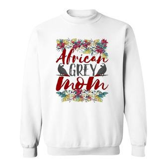 African Grey Mom - Floral - African Grey Parrot Sweatshirt | Mazezy