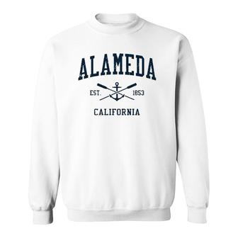 Alameda Ca Vintage Navy Crossed Oars & Boat Anchor Sweatshirt | Mazezy