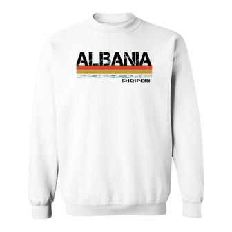 Albania Retro Vintage Stripes Men And Women Sweatshirt - Seseable