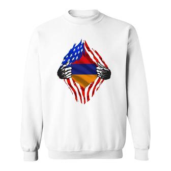 Armenian Heritage Armenia Roots Us American Flag Patriotic Sweatshirt - Seseable