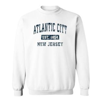 Atlantic City New Jersey Nj Vintage Sports Design Navy Print Sweatshirt | Mazezy