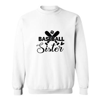 Baseball Sister Black Gift Idea Ball Sweatshirt - Seseable