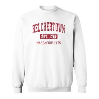 Belchertown Massachusetts Ma Vintage Sports Design Red Desig Sweatshirt - Thegiftio UK