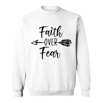 Bible Verse Black Graphic Faith Over Fear Christian Sweatshirt - Seseable