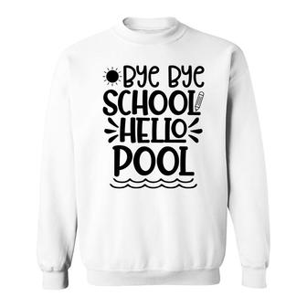 Bye Bye School Hello Pool Wave Black Graphic Sweatshirt - Seseable