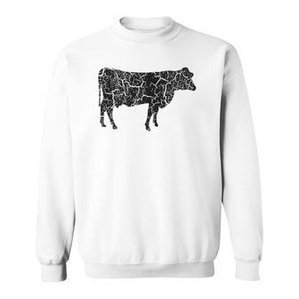 Cow Distressed Print - Vintage Cow Sweatshirt | Mazezy