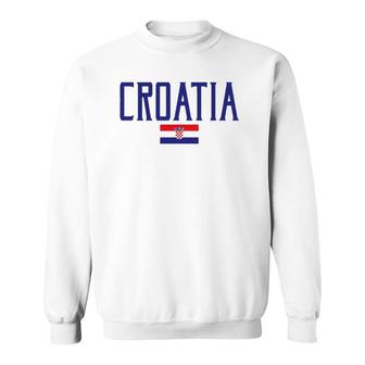 Croatia Flag Vintage Blue Text Sweatshirt | Mazezy