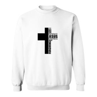Cross With Words Bible Verse Black Graphic Christian Sweatshirt - Seseable